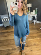 Between You & Me V-Neck Waffle Long Sleeve-Multiple Options-Long Sleeves-7th Ray T3815-Anna Kaytes Boutique, Women's Fashion Boutique in Grinnell, Iowa