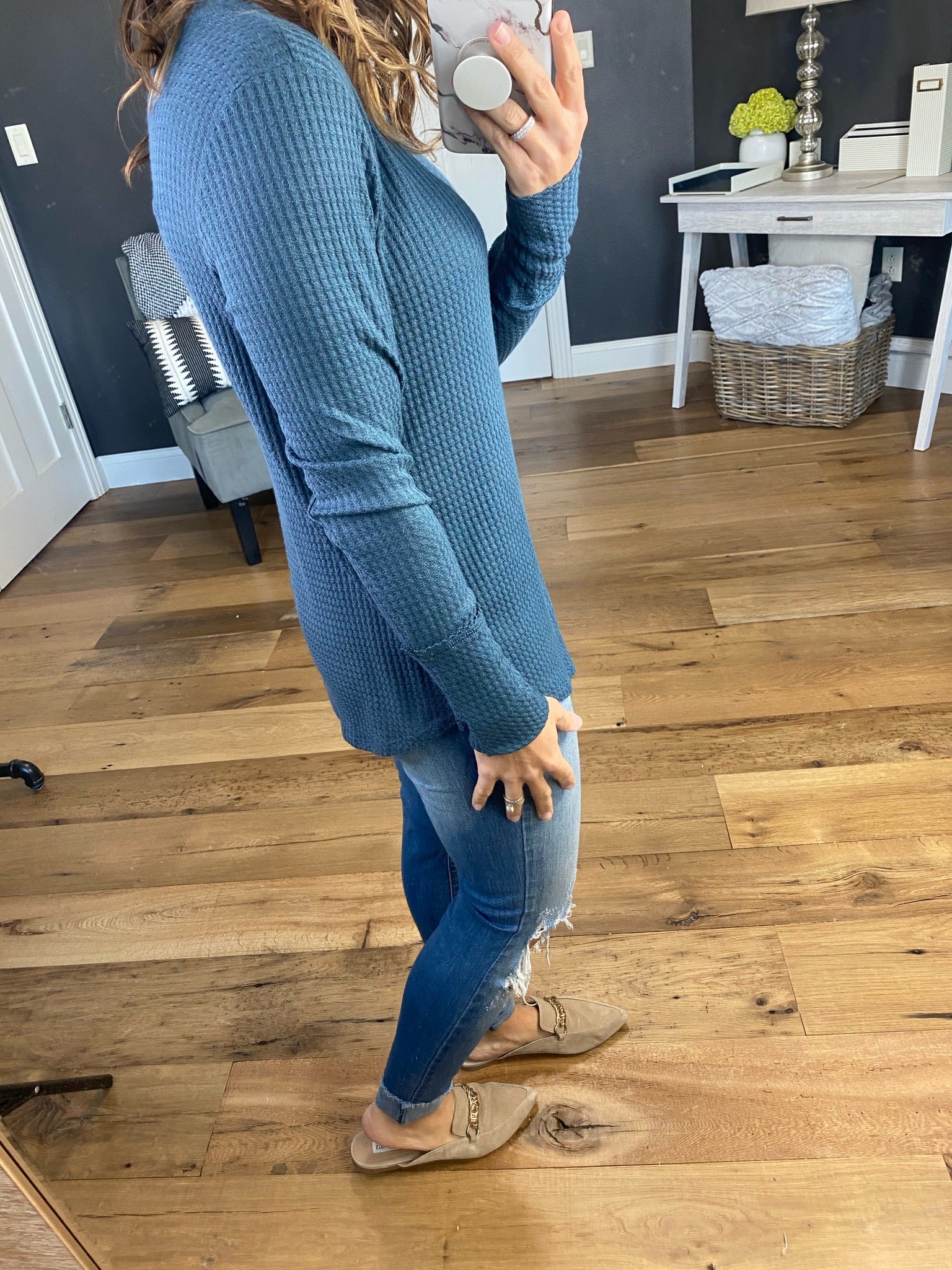 Between You & Me V-Neck Waffle Long Sleeve-Multiple Options-Long Sleeves-7th Ray T3815-Anna Kaytes Boutique, Women's Fashion Boutique in Grinnell, Iowa