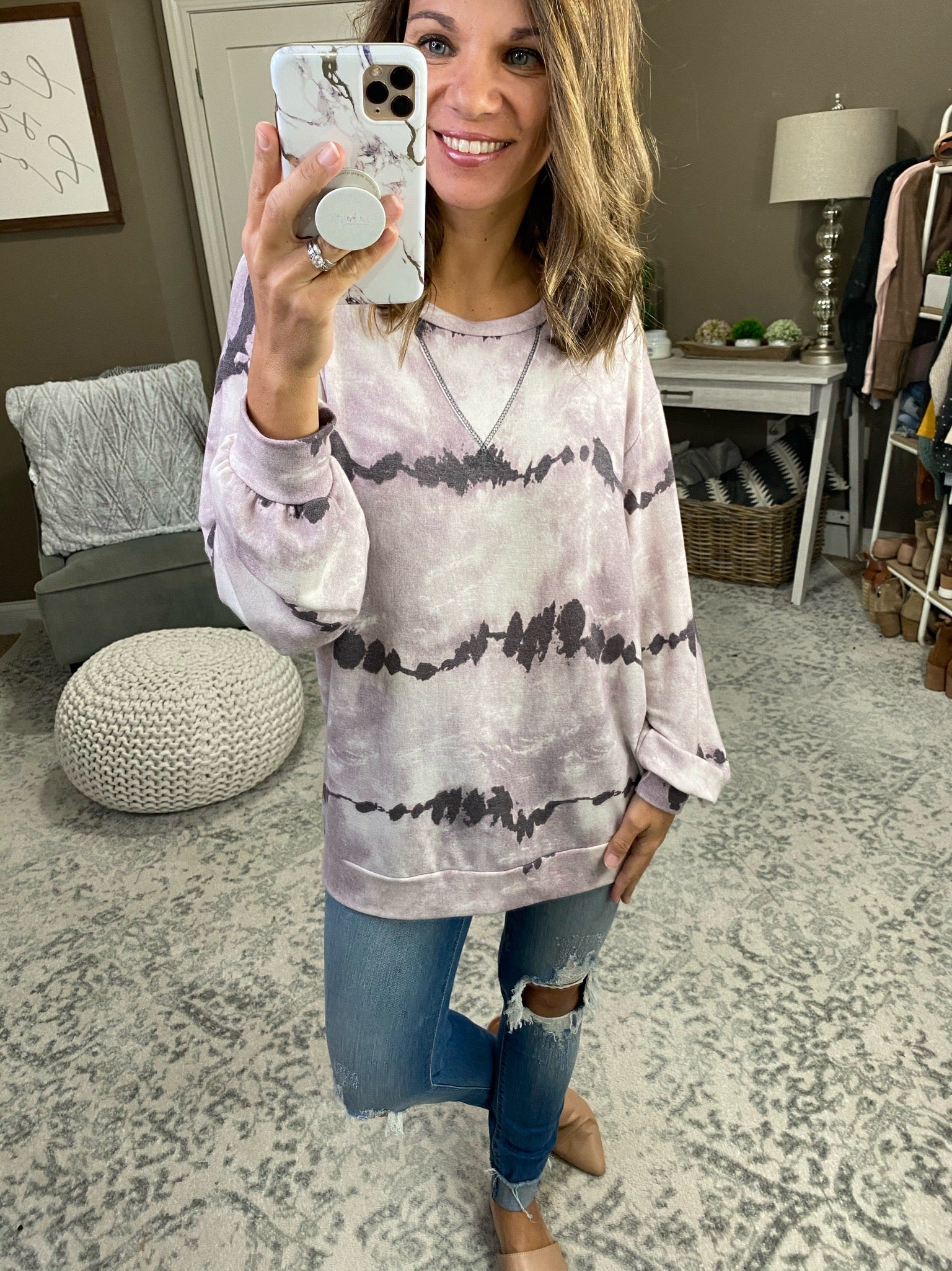 Perfect Timing Tie Dye Crew - Multiple Options-Long Sleeves-bibi bt1875-04-Anna Kaytes Boutique, Women's Fashion Boutique in Grinnell, Iowa