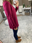 Falling For You Brushed Fleece Long Sleeve with Button Detail-Multiple Options-Long Sleeves-Bibi BT1714-03-Anna Kaytes Boutique, Women's Fashion Boutique in Grinnell, Iowa