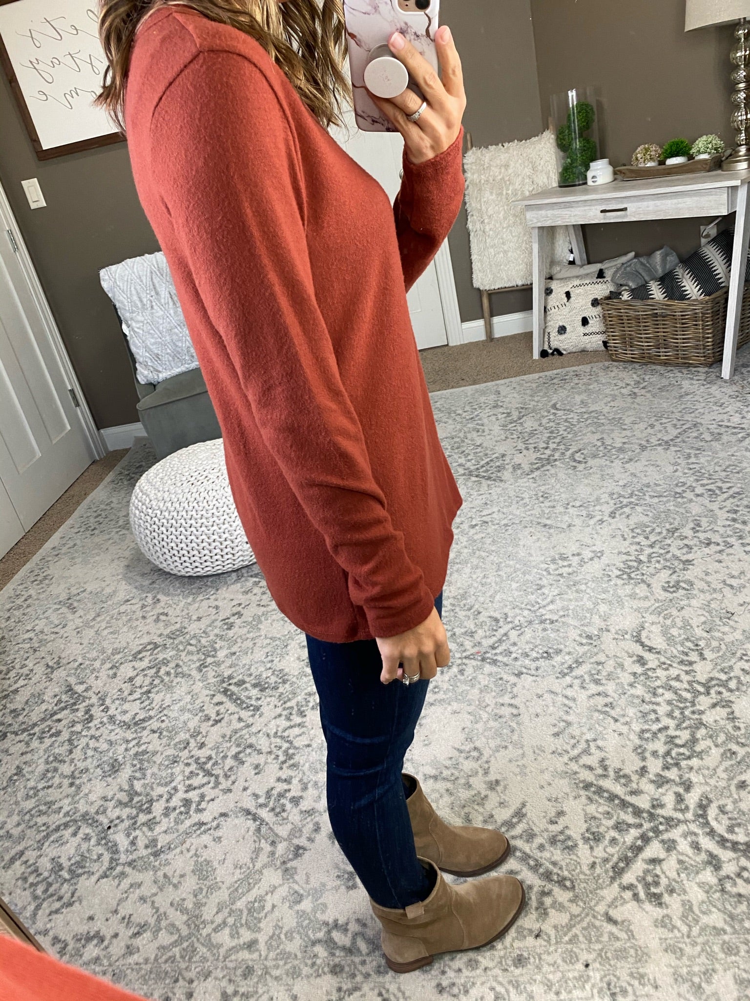 Falling For You Brushed Fleece Long Sleeve with Button Detail-Multiple Options-Long Sleeves-Bibi BT1714-03-Anna Kaytes Boutique, Women's Fashion Boutique in Grinnell, Iowa