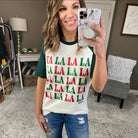 Fa-La-La Ivory Graphic Holiday Tee-Short Sleeves-Prickly Pear Texas-Anna Kaytes Boutique, Women's Fashion Boutique in Grinnell, Iowa