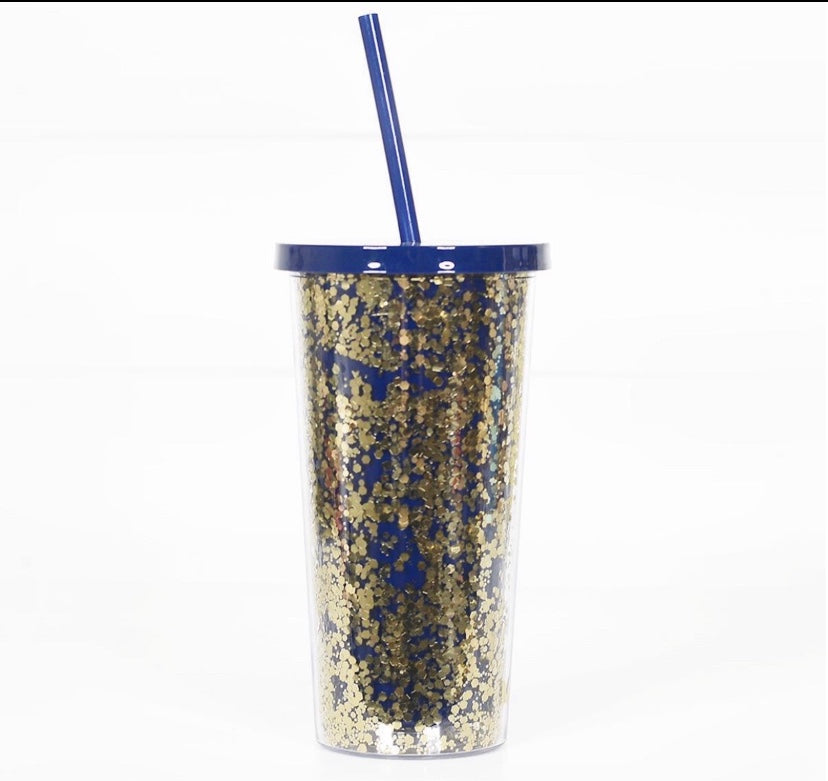 Sip Back and Relax Plastic Double Wall Tumbler with Reusable Straw- Multiple Options