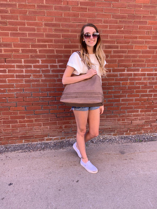 Meant To Be Mauve Faux Leather Purse With Braided Edge