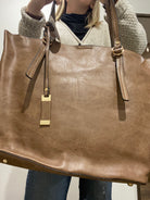 Take Me Everywhere 2-in-1 Tote in Brown and Stone-Handbags-Metro Muse-Anna Kaytes Boutique, Women's Fashion Boutique in Grinnell, Iowa