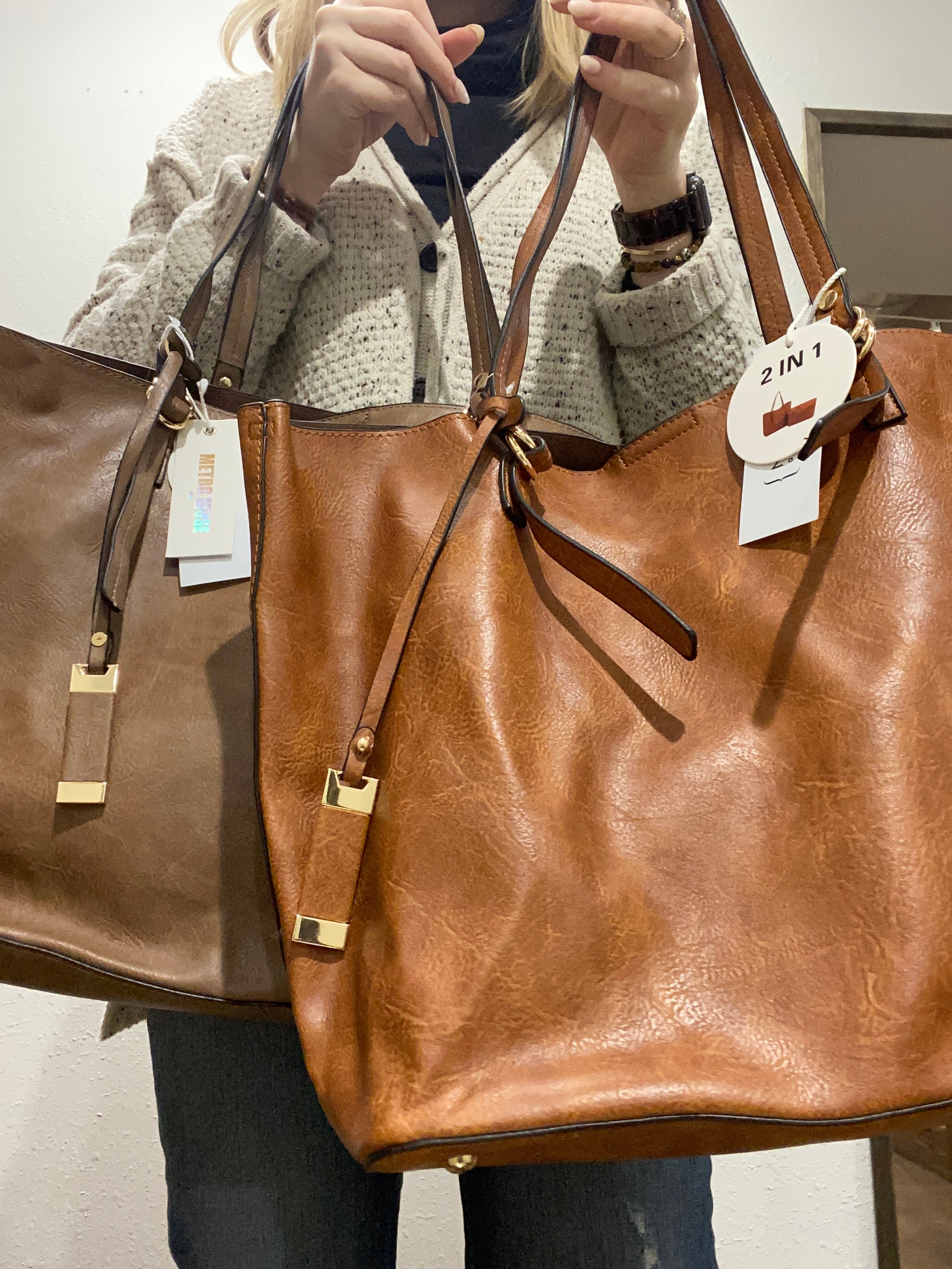 Take Me Everywhere 2-in-1 Tote in Brown and Stone