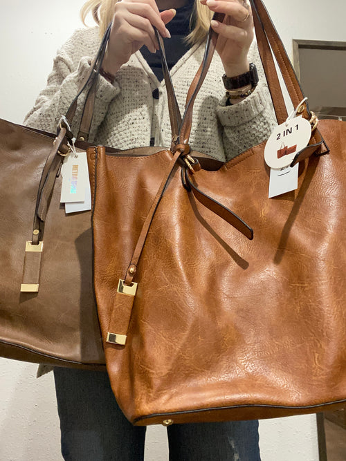 Take Me Everywhere 2-in-1 Tote in Brown and Stone
