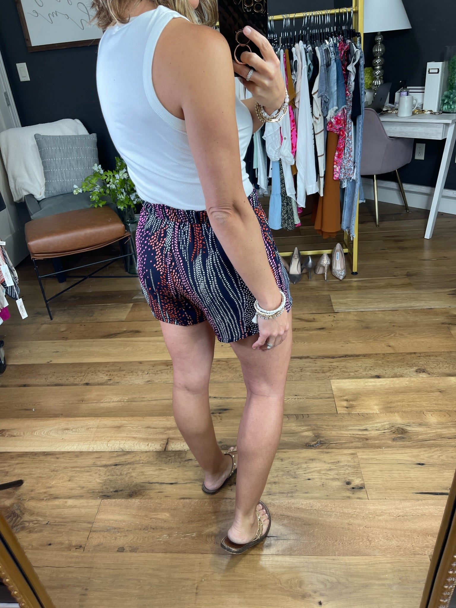 Breaking Traditions Pocket Short - Navy Combo-Shorts-Tyche P-6500-Anna Kaytes Boutique, Women's Fashion Boutique in Grinnell, Iowa