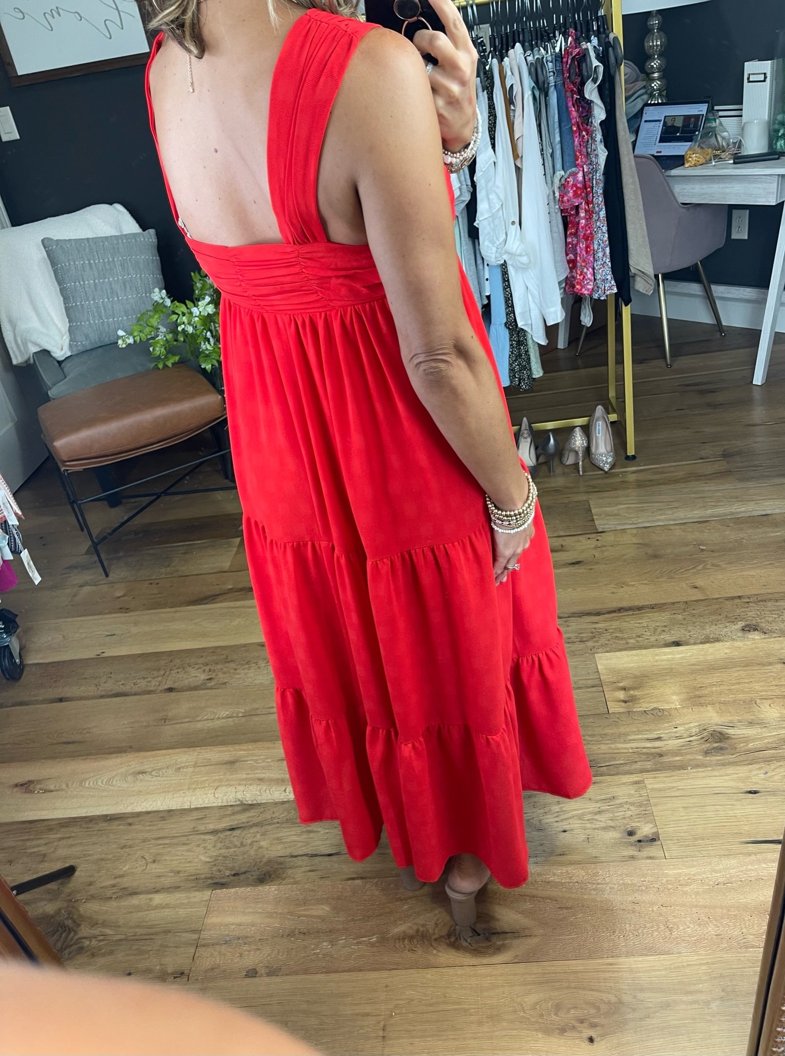 Lady In Red Tiered Maxi Dress - Red