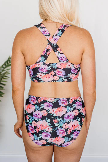 Tropical Breeze Floral Braided Swim Top