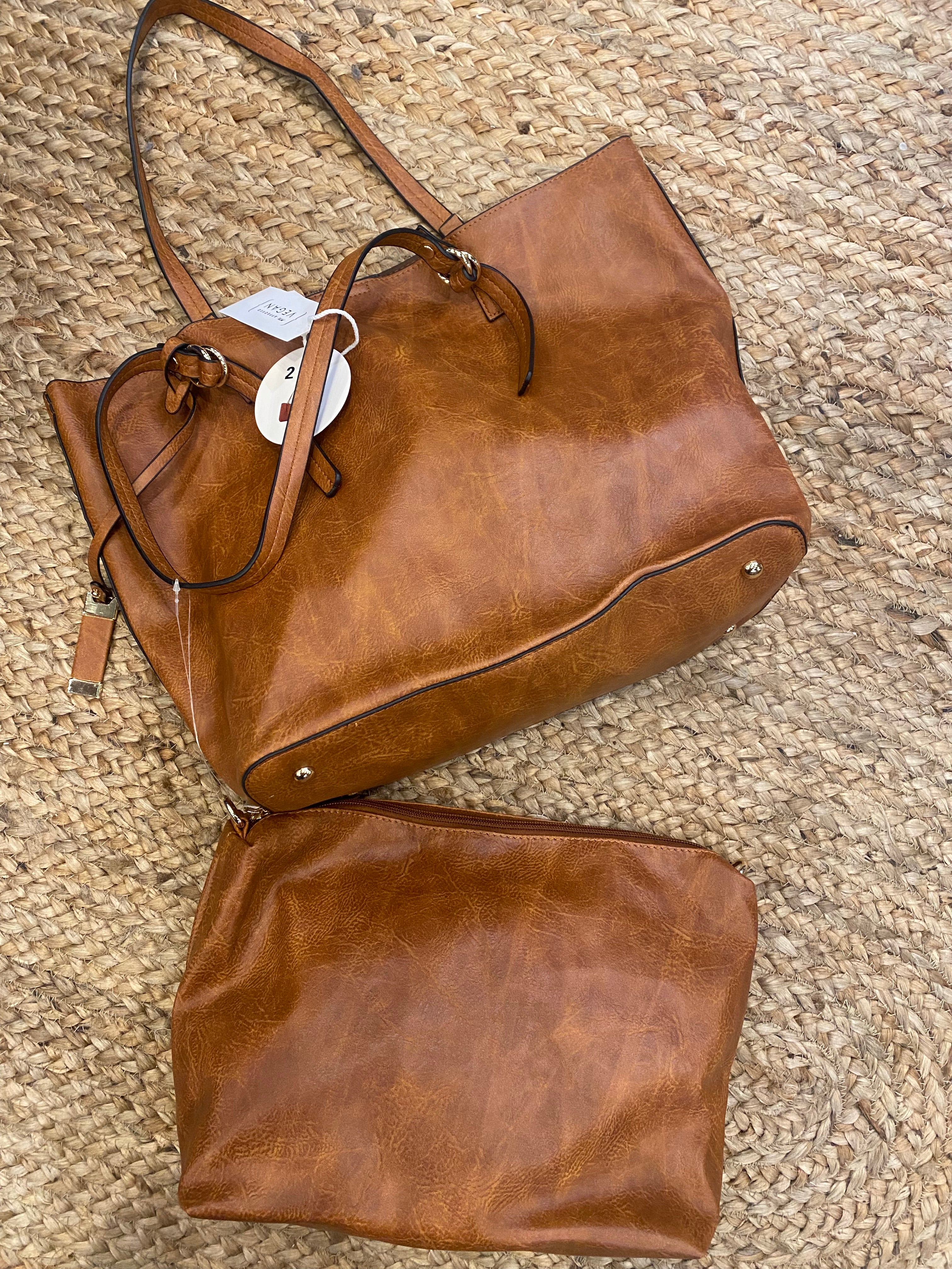 Take Me Everywhere 2-in-1 Tote in Brown and Stone-Handbags-Metro Muse-Anna Kaytes Boutique, Women's Fashion Boutique in Grinnell, Iowa