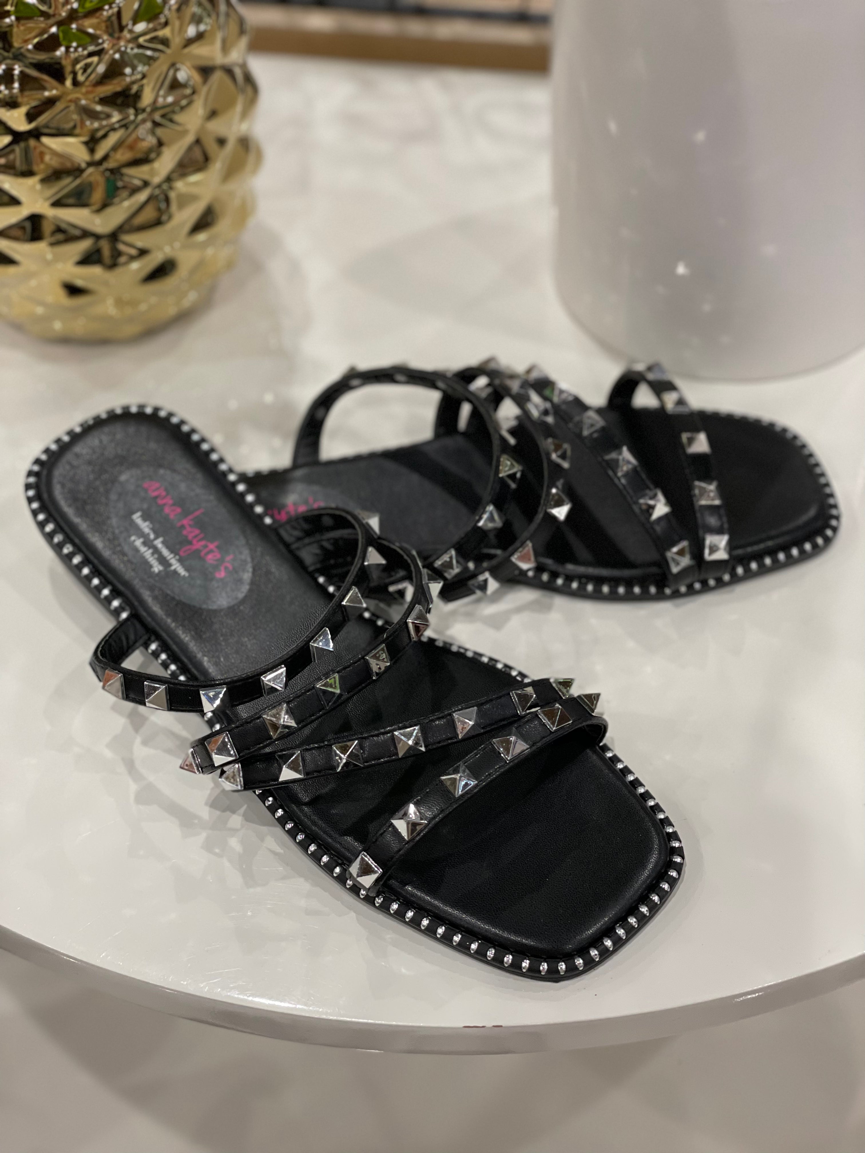 Gizelle Studded Strappy Sandals- Multiple Options