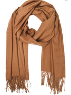 Chic Girl Solid Scarf With Fringe- Camel-Scarves-Hana-Anna Kaytes Boutique, Women's Fashion Boutique in Grinnell, Iowa