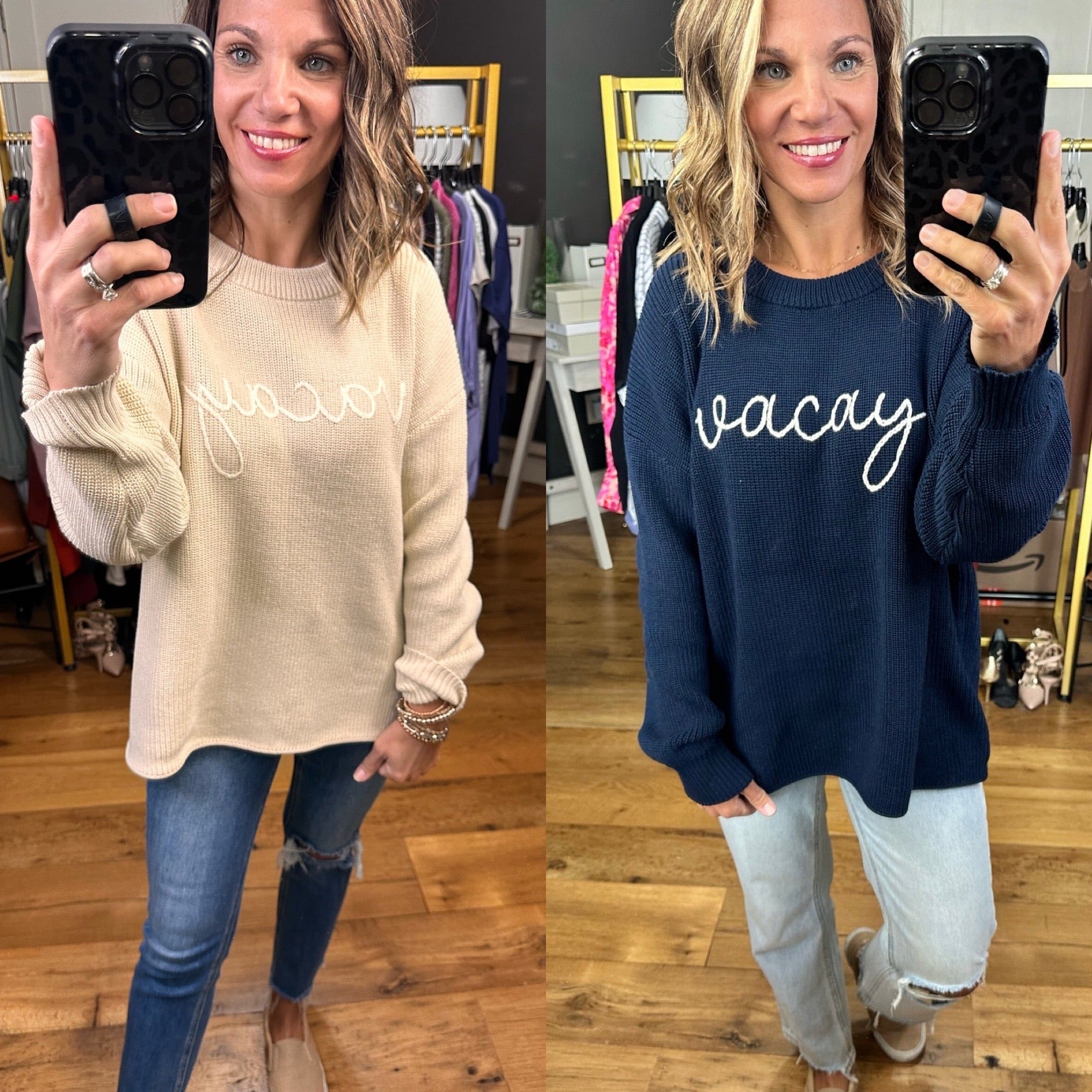Vacay Stitched Crew Sweater - Multiple Options