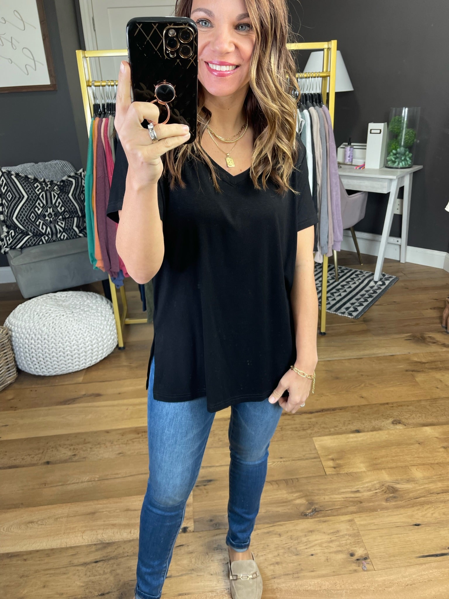 Back To The Basics V-Neck Top - Multiple Options-Short Sleeves-Wishlist WL19-3559-Anna Kaytes Boutique, Women's Fashion Boutique in Grinnell, Iowa