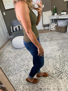 Coming Into Frame Ribbed Tank- Olive-Sleeveless-La Miel HUT7215-Anna Kaytes Boutique, Women's Fashion Boutique in Grinnell, Iowa