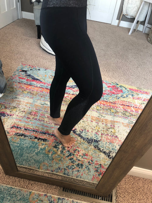 Add A Little Sparkle Black High Waisted Leggings with Glitter Band