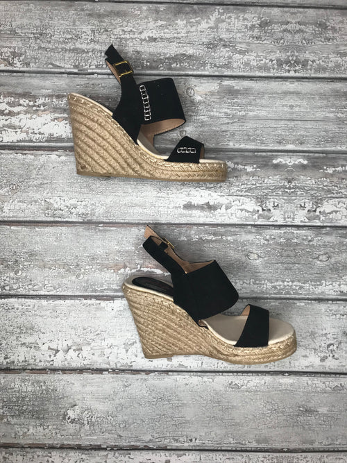 Going The Distance Black Wedges-Wedges-Anna Kaytes Boutique-Anna Kaytes Boutique, Women's Fashion Boutique in Grinnell, Iowa