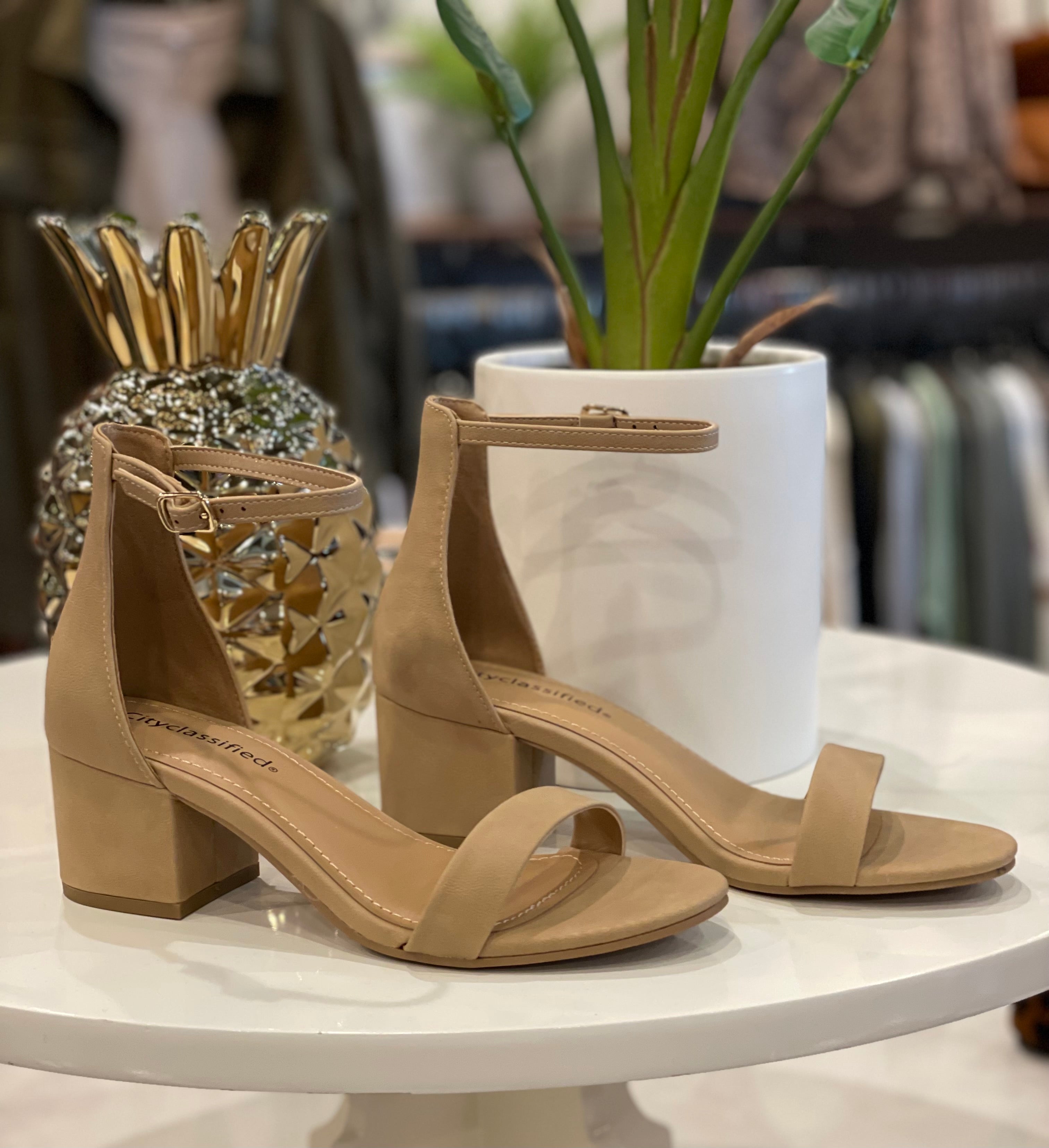 It's The Weekend Ankle Strap Heeled Sandal- Natural