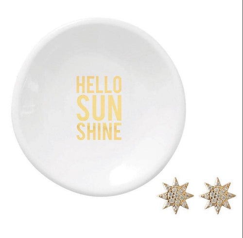 "Hello Sunshine" Trinket Tray w/ Earrings