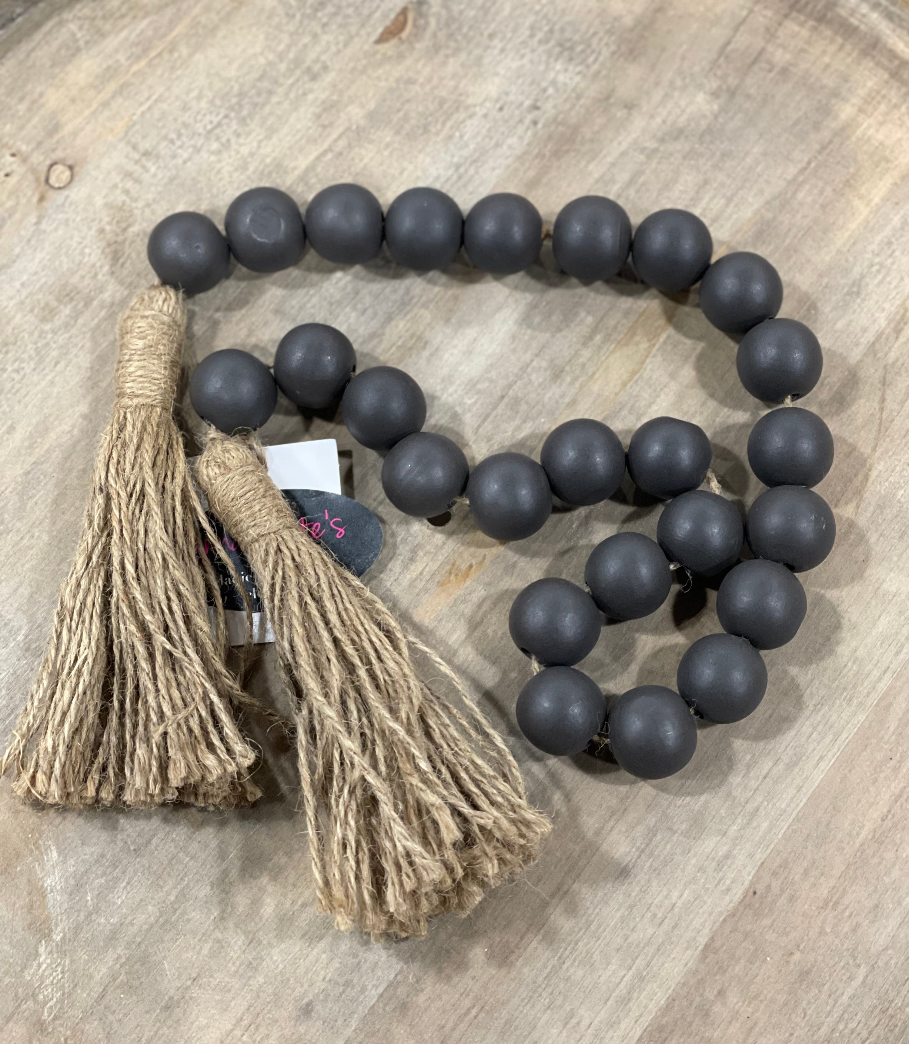 Dark Charcoal Wood Beaded Garland-Home & Garden-Creative Brands- G2622-Anna Kaytes Boutique, Women's Fashion Boutique in Grinnell, Iowa