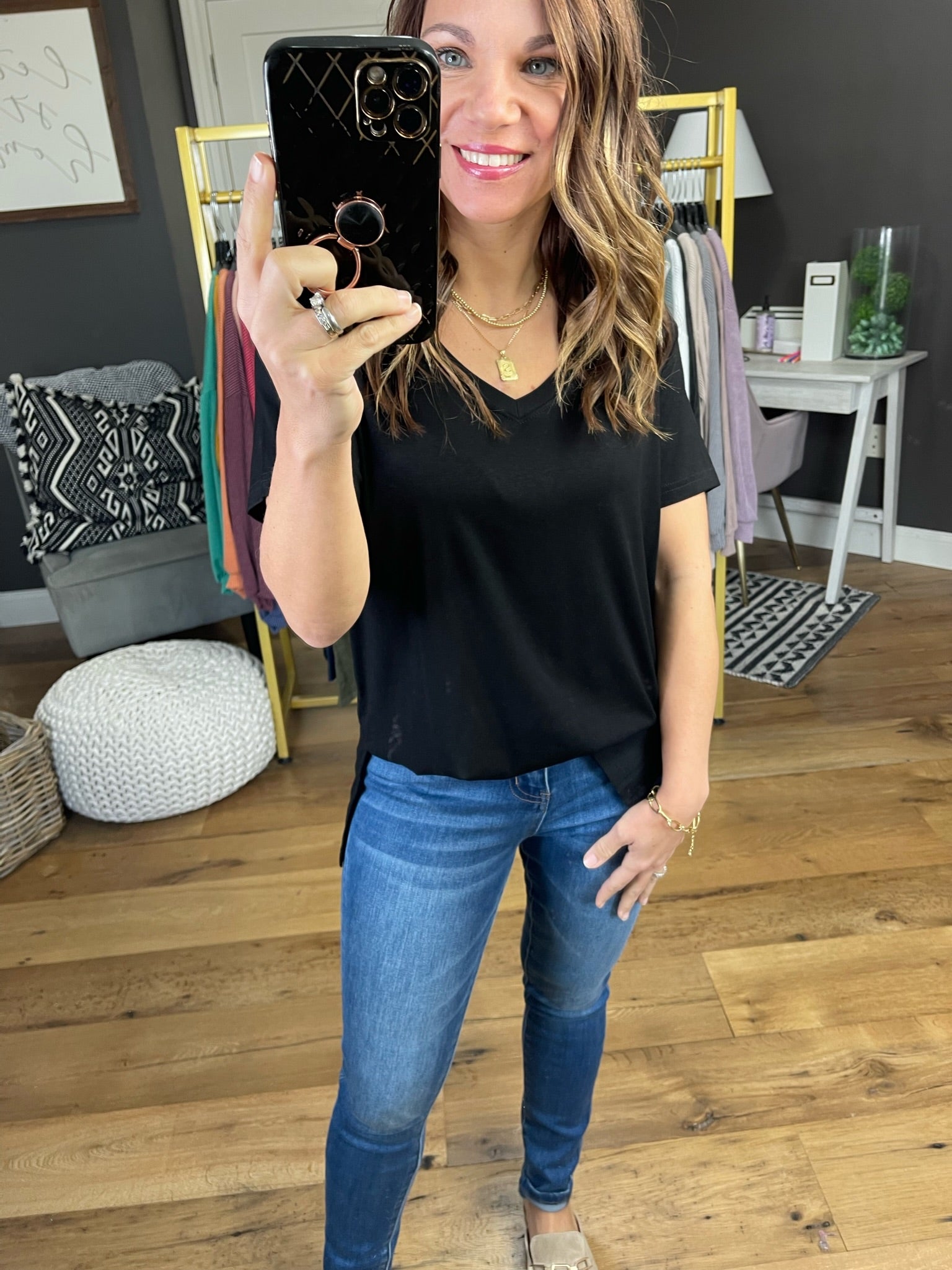 Back To The Basics V-Neck Top - Multiple Options-Short Sleeves-Wishlist WL19-3559-Anna Kaytes Boutique, Women's Fashion Boutique in Grinnell, Iowa