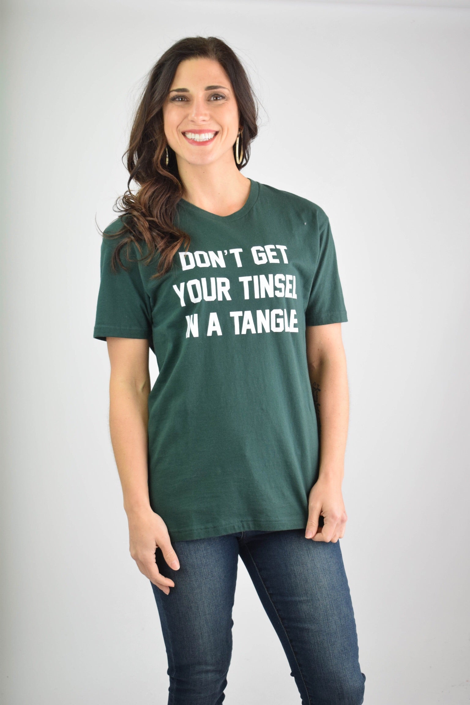 Don't Get Your Tinsel In A Tangle Graphic Holiday Tee