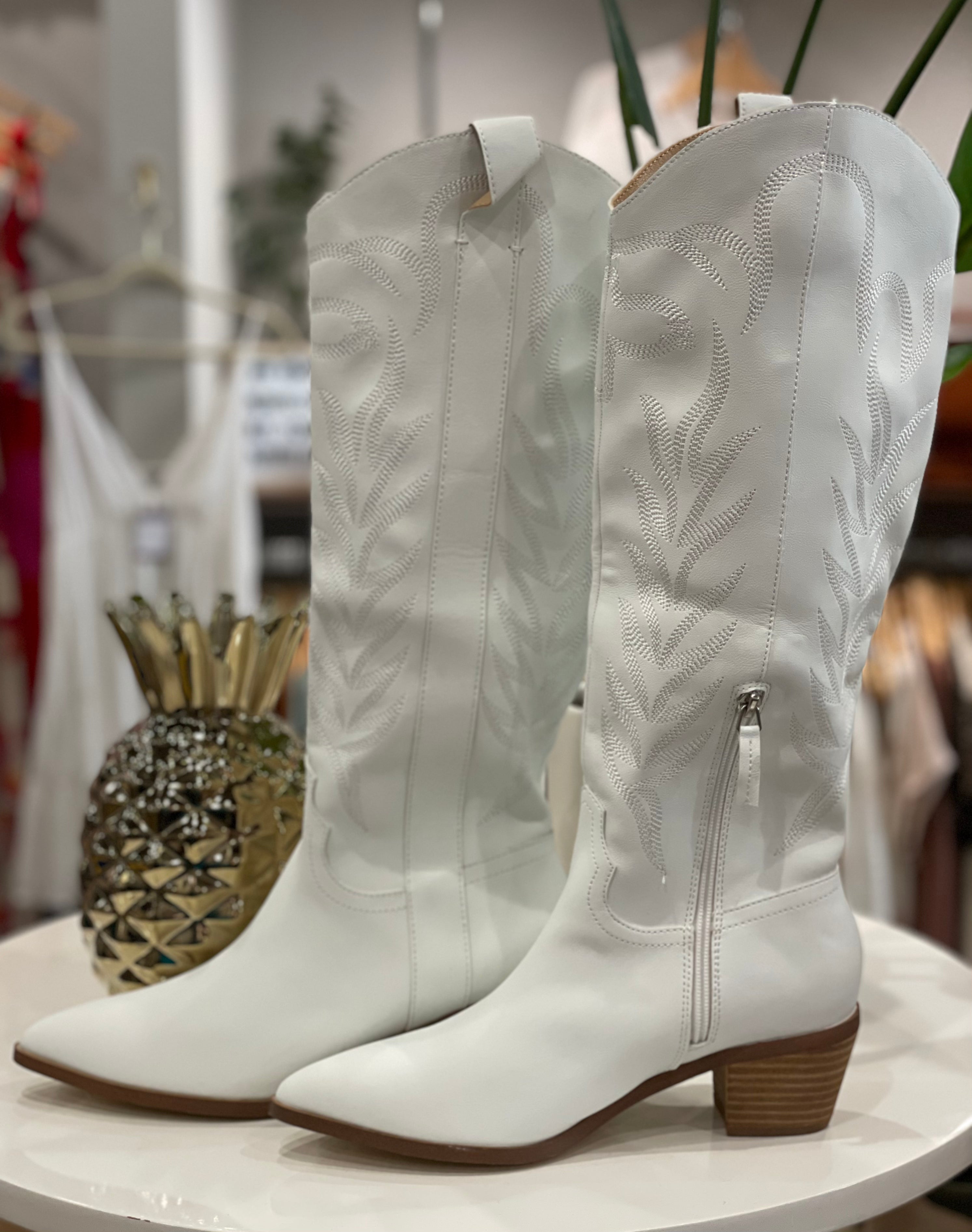 Nelly Western Boots - White-Boots-Miracle Miles- INLAY-Anna Kaytes Boutique, Women's Fashion Boutique in Grinnell, Iowa