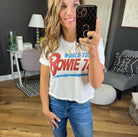 Bowie World Tour Cropped Graphic Tee - White-Graphic Tees-Recycled Karma 301848-Anna Kaytes Boutique, Women's Fashion Boutique in Grinnell, Iowa