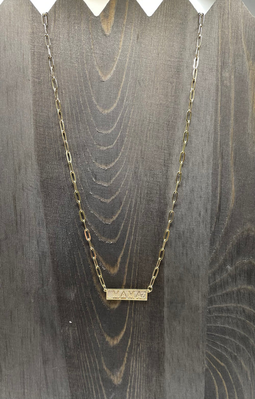 Mama Gold Square Pendant Necklace